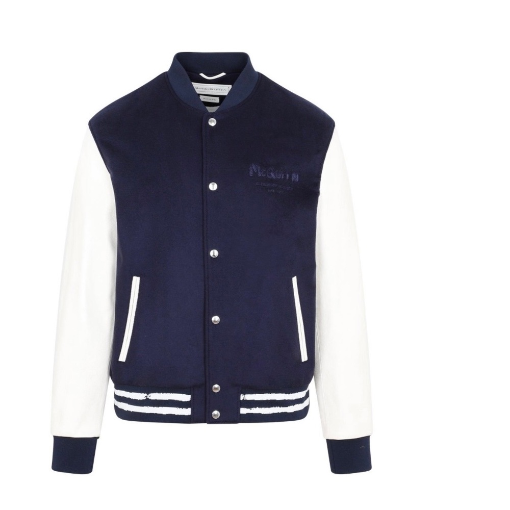Mens Alexander Mcqueen Varsity leather jacket